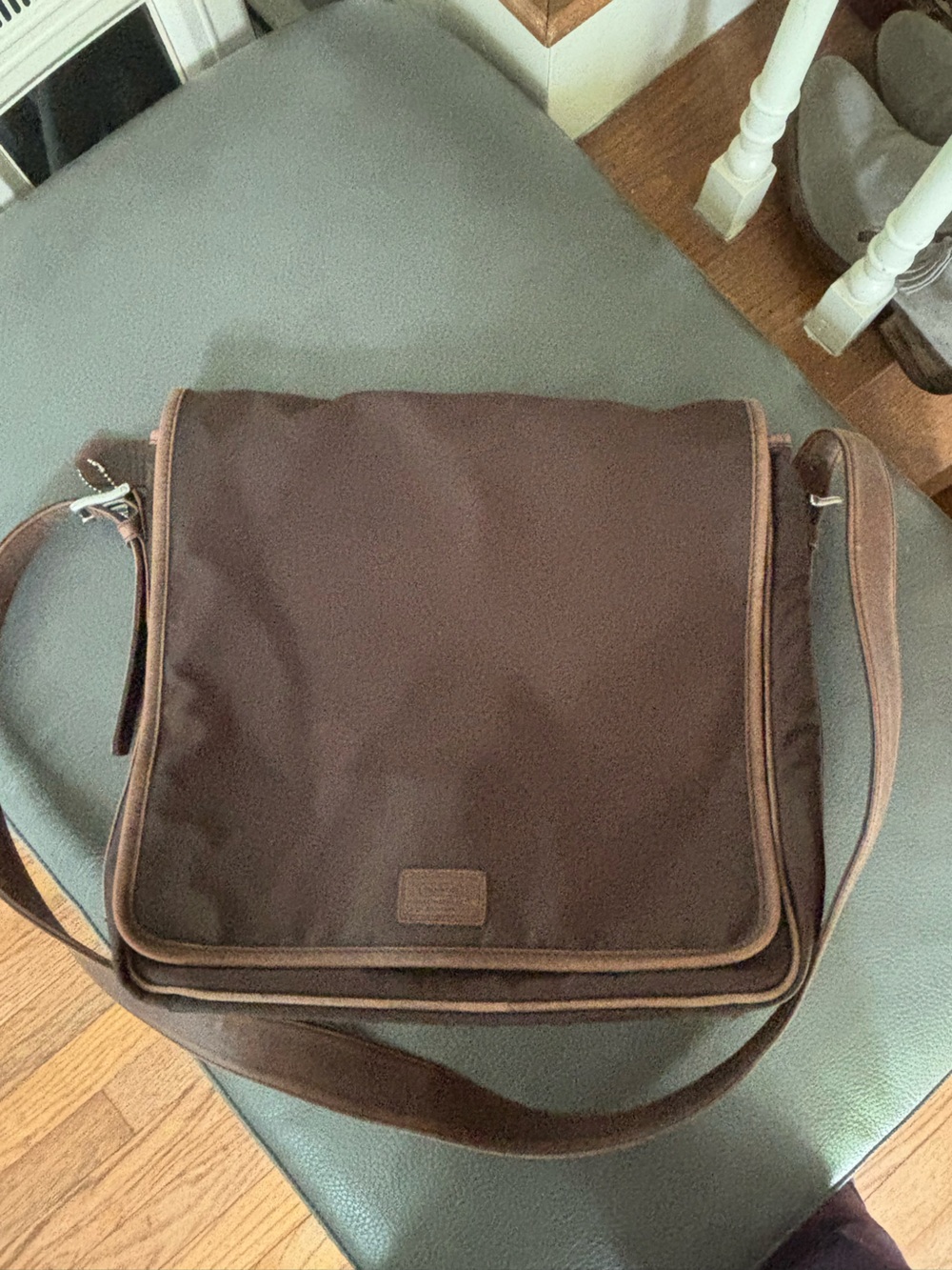 Coach Brown Messenger Bag with Leather Trim